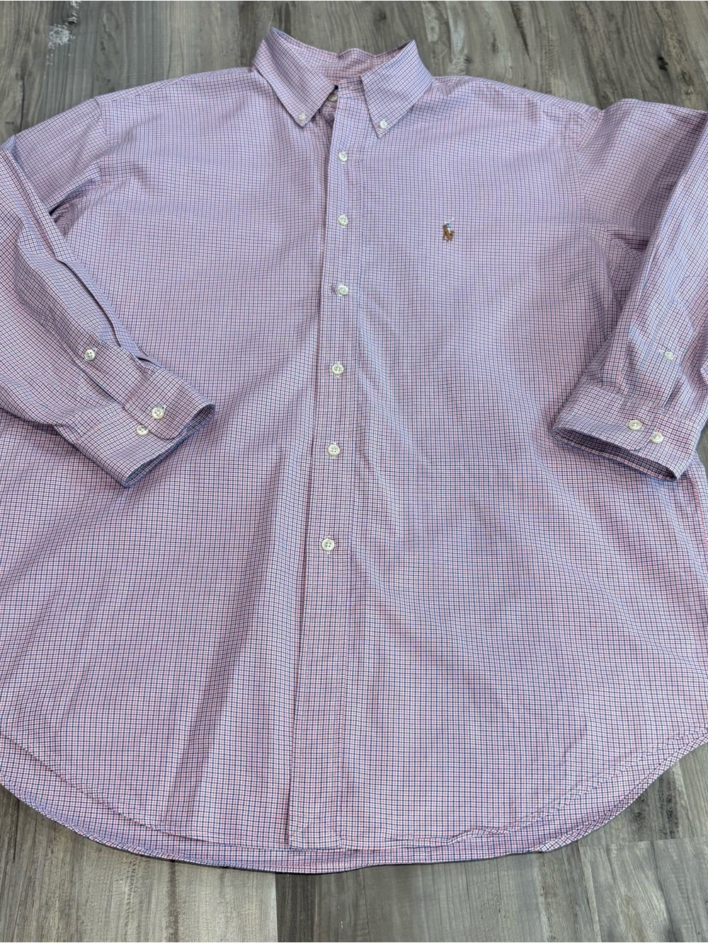 Ralph Lauren Yarmouth Button Down Oxford Shirt 17 32/33 Checked Red/ Blue